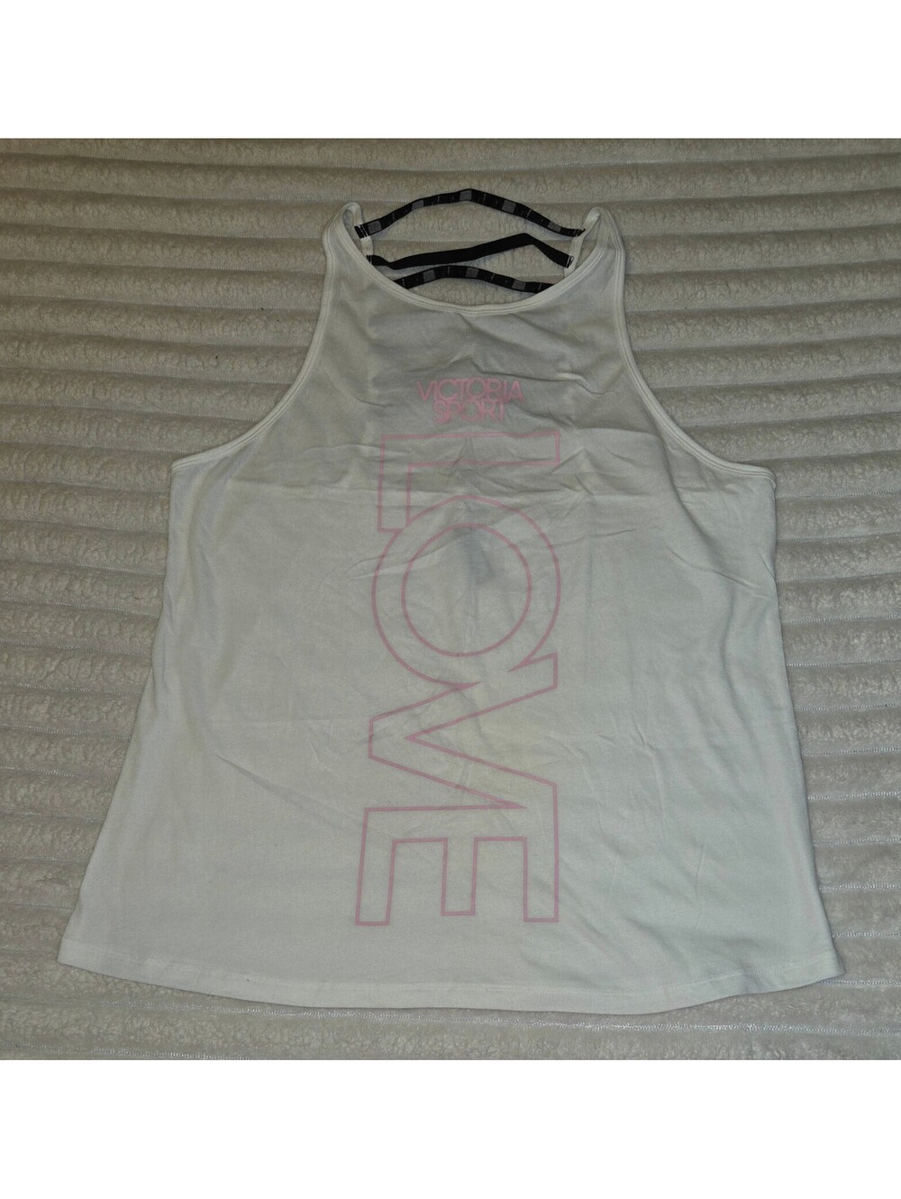 Victoria Sport White Athletic Tank Top with Back Strap Detail XL NWT